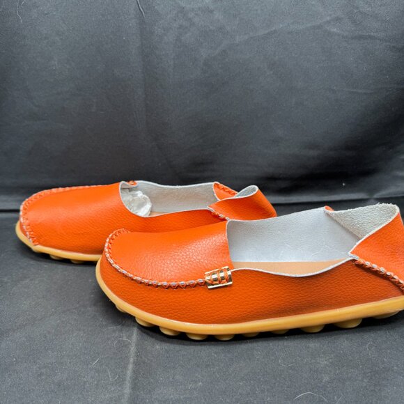 Venus Celia Women's Orange Moccasins Natural Comfort Leather Loafer Size 40(8.5) - Picture 2 of 7